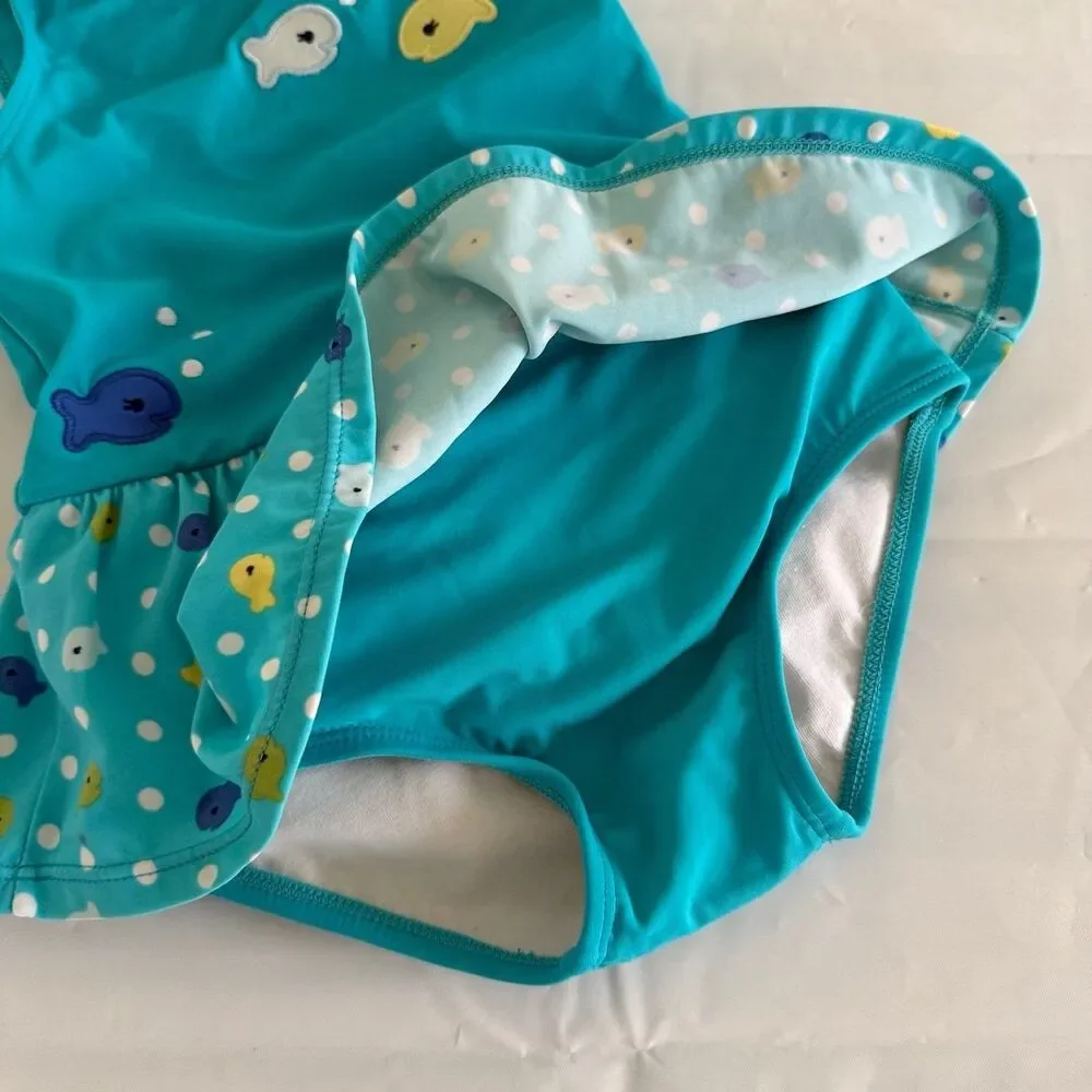 Aqua Blue Gymboree Toddler Girls 2T Swimsuit Goldfish 2012 Sea Splash